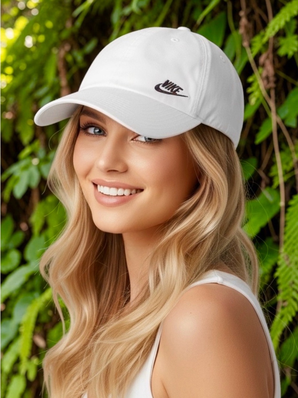Nike White Futura Classic Women's Swoosh Cap with Black Logo